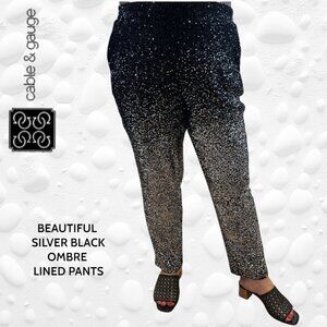 Cable & Gauge Ladies' Silver/Black Ombre Sequin Pants Pull On - XL